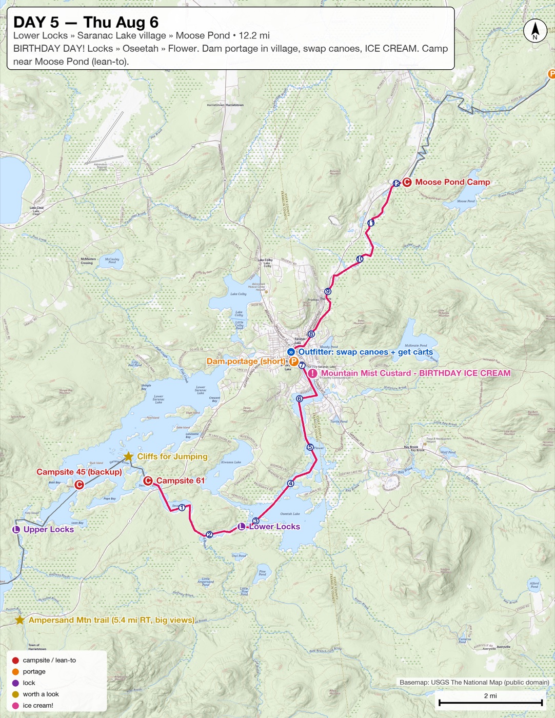 Day 5 — through the locks, the village, and the birthday ice cream stop